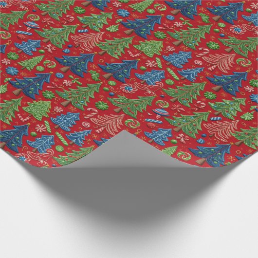 kerstbomen cadeaupapier (Hoek)