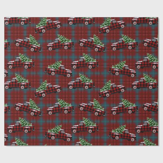  kerstbomen cadeaupapier (Vlak)