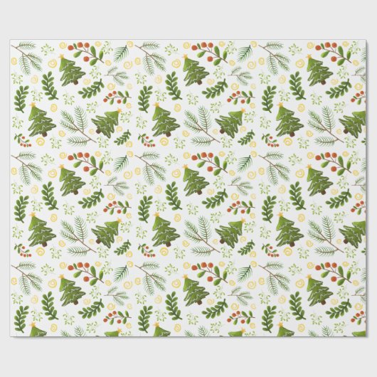 Kerstbomen cadeaupapier (Vlak)