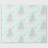 Kerstbomen Cadeaus Ornamenten Roze Kerstmis Cadeaupapier (Vlak)