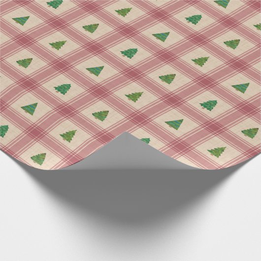 Kerstbomen cadeauverpakking met gouden accenten cadeaupapier (Hoek)