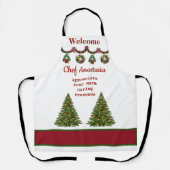 kerstbomen Chef Holiday Appreciation Custom Schort (Voorkant)
