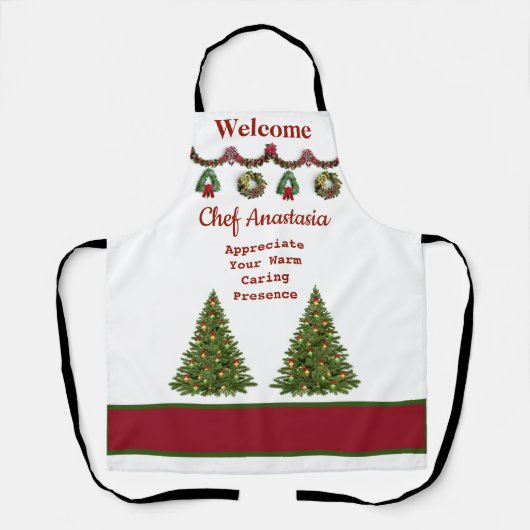 kerstbomen Chef Holiday Appreciation Custom Schort (Voorkant)