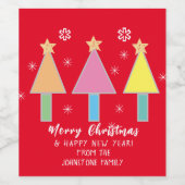 Kerstbomen Cool Art Gepersonaliseerde naam Rood Wijn Etiket (Enkel label)