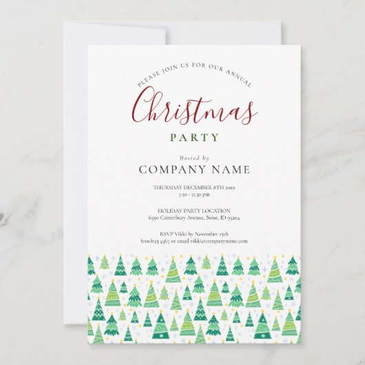 Kerstbomen Corporate Holiday Party Kaart (Voorkant)