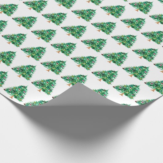 Kerstbomen dennen feestelijke groene Waterverf Cadeaupapier (Hoek)