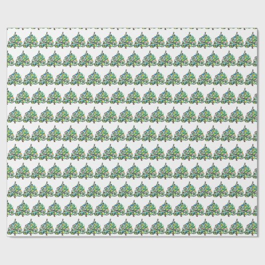 Kerstbomen dennen feestelijke groene Waterverf Cadeaupapier (Vlak)