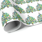 Kerstbomen dennen feestelijke groene Waterverf Cadeaupapier (Rol Hoek)