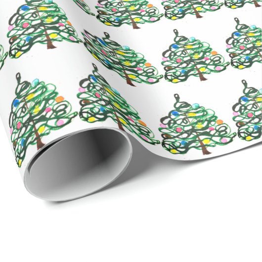 Kerstbomen dennen feestelijke groene Waterverf Cadeaupapier (Rol Hoek)