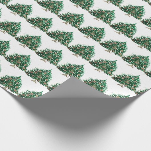 Kerstbomen dennen feestelijke groene Waterverf Cadeaupapier (Hoek)