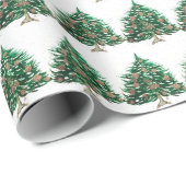 Kerstbomen dennen feestelijke groene Waterverf Cadeaupapier (Rol Hoek)