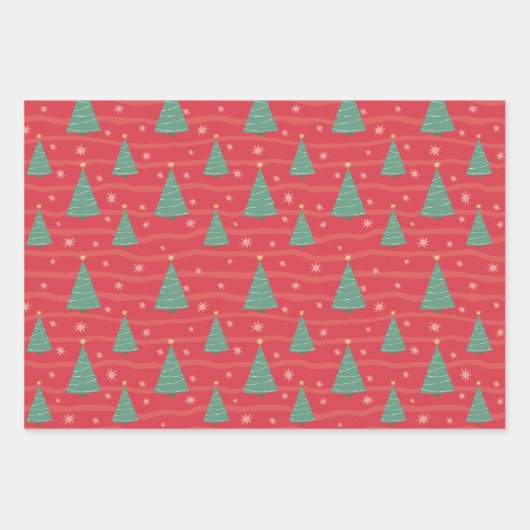 kerstbomen die papierbladen overvullen inpakpapier vel (Voorkant 2)