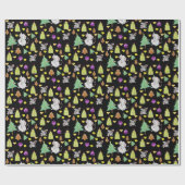 kerstbomen die papiermoer met kersttaart ompakken cadeaupapier (Vlak)