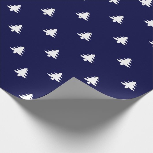 Kerstbomen donkerblauw en witte elegant cadeaupapier (Hoek)