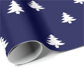 Kerstbomen donkerblauw en witte elegant cadeaupapier (Rol Hoek)