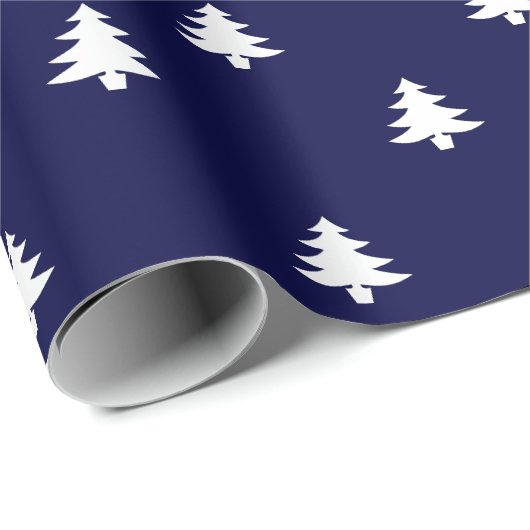Kerstbomen donkerblauw en witte elegant cadeaupapier (Rol Hoek)