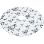 kerstbomen Doodle Pattern Black & White Kerstboom Rok (Gekanteld)