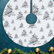 kerstbomen Doodle Pattern Black & White