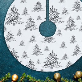 kerstbomen Doodle Pattern Black & White Kerstboom Rok