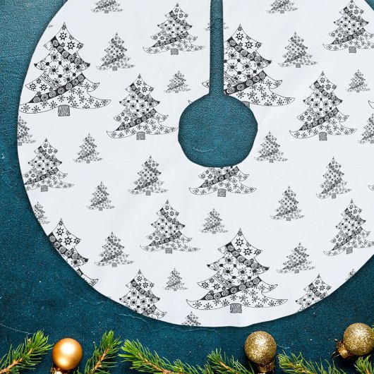 kerstbomen Doodle Pattern Black & White Kerstboom Rok