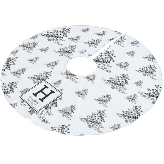 kerstbomen Doodle Pattern Monogram Kerstboom Rok (Gekanteld)