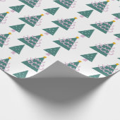 kerstbomen Doodles Pink Green Cadeaupapier (Hoek)