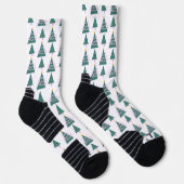 Kerstbomen Doodles Roze Groen Doodle Sokken (Rechts)