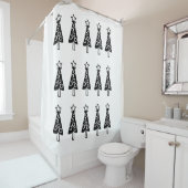 Kerstbomen Douchegordijn Zwart & Wit (In situ)