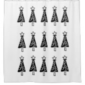 Kerstbomen Douchegordijn Zwart & Wit (Voorkant)