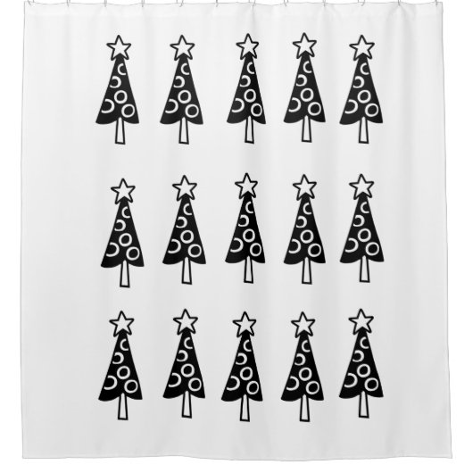 Kerstbomen Douchegordijn Zwart & Wit (Voorkant)