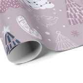 Kerstbomen Doven Sneeuwvlokken Grijze Kerstmis Cadeaupapier (Rol Hoek)