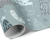 Kerstbomen Doven Sneeuwvlokken Groene Kerstmis Cadeaupapier (Rol Hoek)