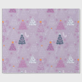 Kerstbomen Doven Sneeuwvlokken Paarse Kerstmis Cadeaupapier (Vlak)