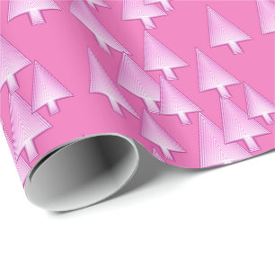 kerstbomen, drie dagen metaal, roze cadeaupapier