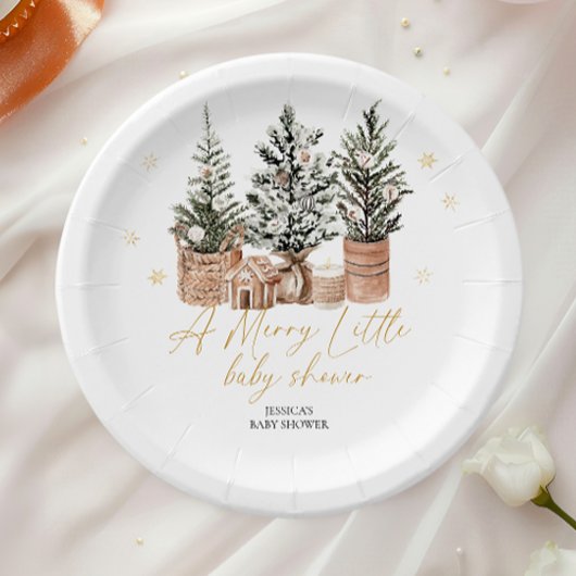 Kerstbomen een vrolijk klein Baby shower Papieren Bordje
