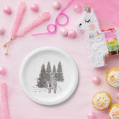 Kerstbomen en Beren Woodland Papieren Bordje (Feest)