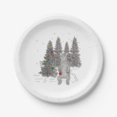 Kerstbomen en Beren Woodland Papieren Bordje (Voorkant)