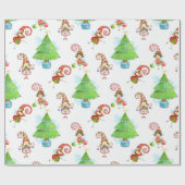 kerstbomen en cadeaubonen cadeaupapier (Vlak)