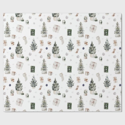 kerstbomen en Cadeaus Cadeaupapier (Vlak)