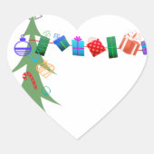 Kerstbomen en Cadeaus enveloppen Hart Sticker (Voorkant)