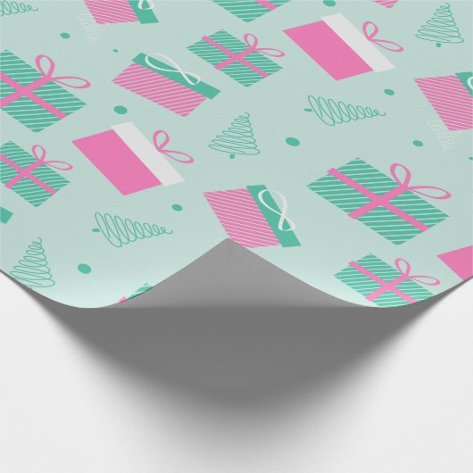 Kerstbomen en Cadeaus Moderne Kerst Cadeaupapier (Hoek)