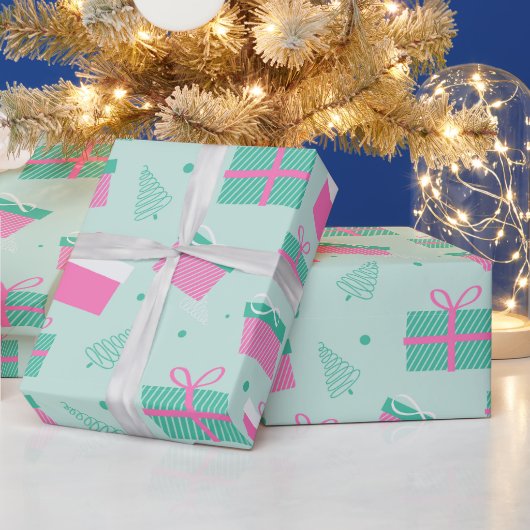 Kerstbomen en cadeaus Moderne Kerstmis Cadeaupapier (Feestdagen)
