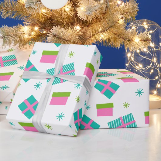 Kerstbomen en cadeaus Moderne Kerstmis Cadeaupapier (Feestdagen)