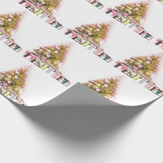 kerstbomen en cadeautjes cadeaupapier (Hoek)