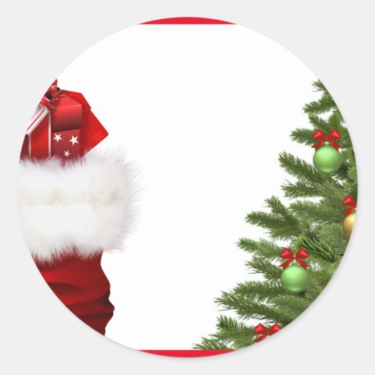 Kerstbomen en cadeautjes voegen Jouw tekst Sjabloo Ronde Sticker (Voorkant)