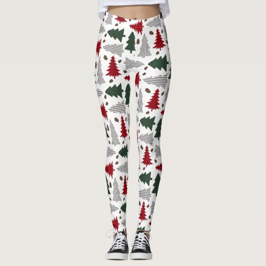 Kerstbomen en dennenappels leggings voor het platt (Voorkant)