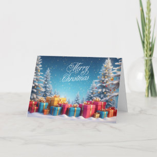 Kerstbomen en Geschenkdozen Winterlandschap Feestdagen Kaart