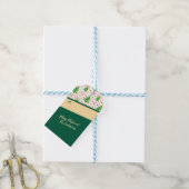 Kerstbomen en gouden sneeuwvlokken cadeaulabel (Met Touw)