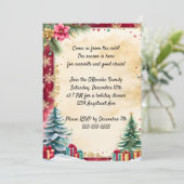 Kerstbomen en gouden sneeuwvlokken kaart (Staand voorkant)