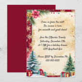 Kerstbomen en gouden sneeuwvlokken kaart (Voorkant / Achterkant)